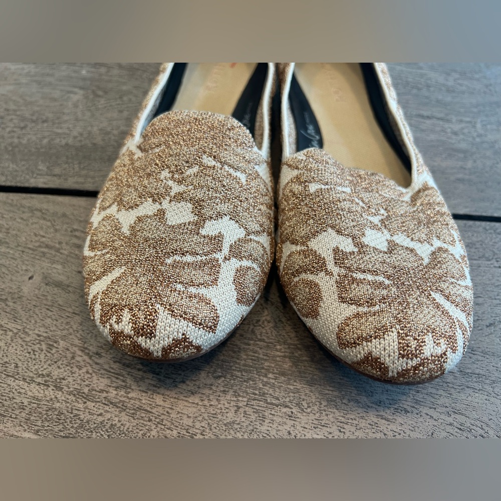 ROTHYS The Lounge Loafer Women 11 Gold  Chantilly Metallic Jacquard Slip On Flat - Picture 6 of 9